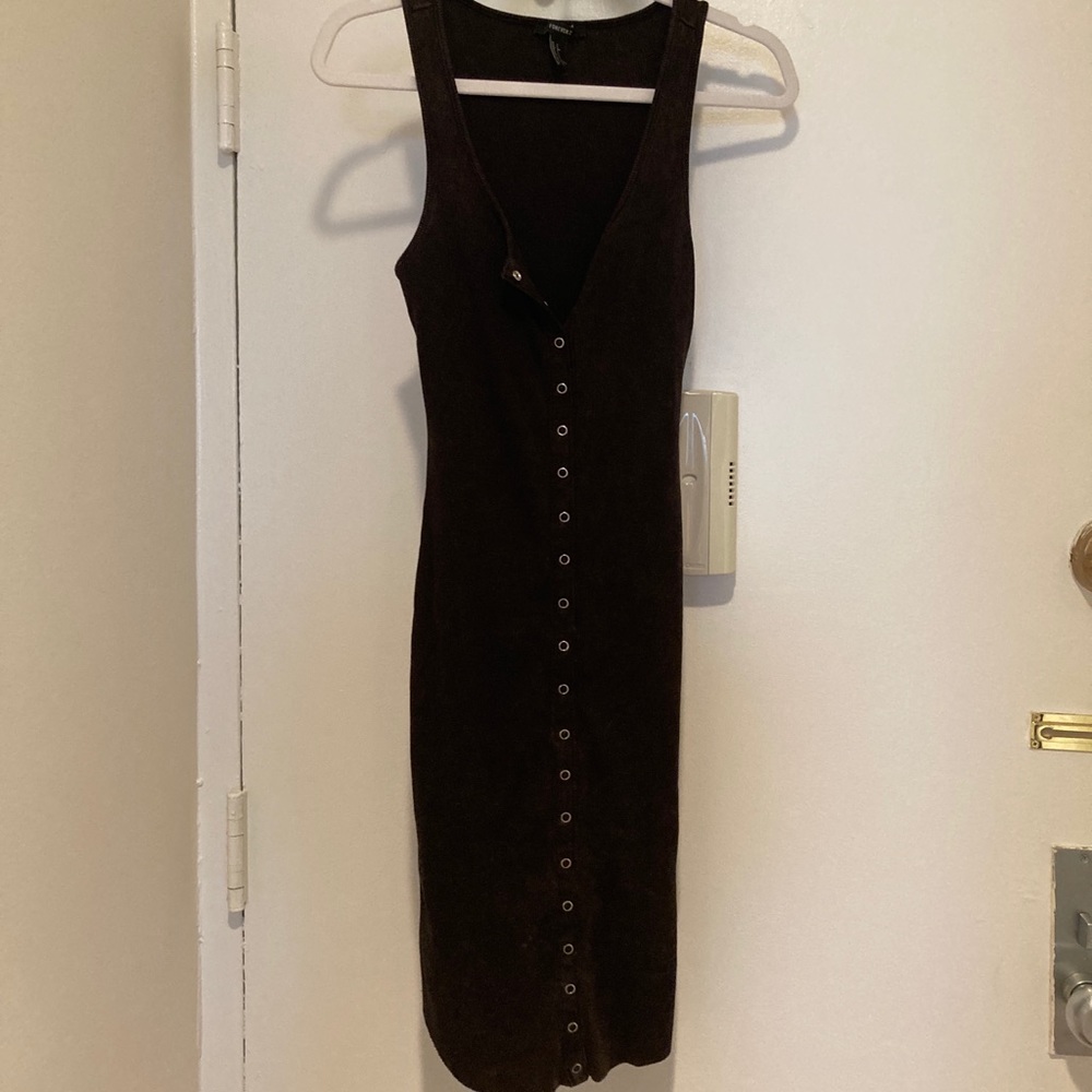 Charcoal ribbed button down midi dress